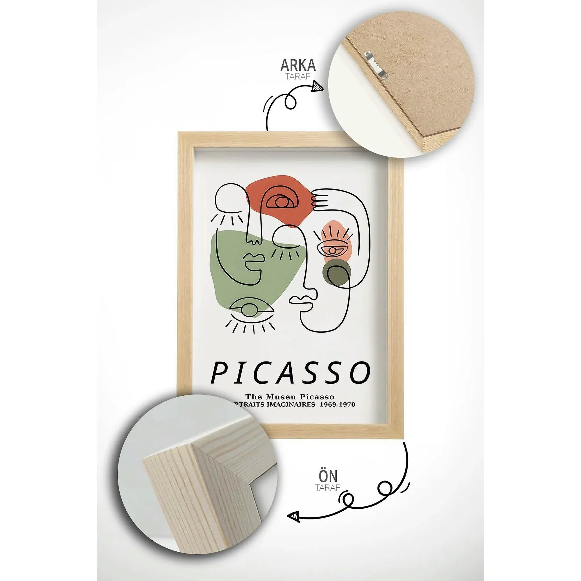 Set 3 tablouri ARTVMODEL3-AHSAP, multicolor, MDF, 33x48 cm