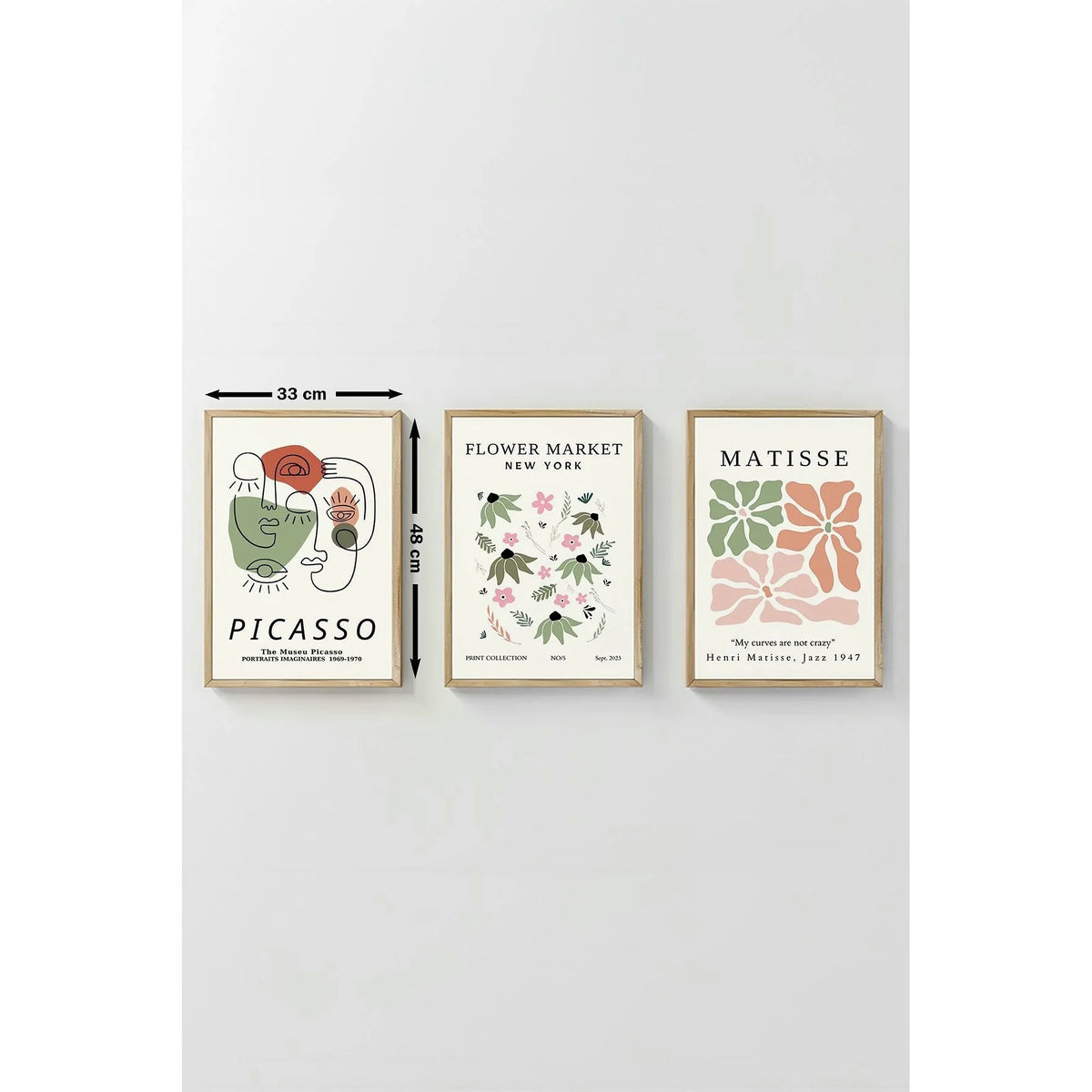 Set 3 tablouri ARTVMODEL3-AHSAP, multicolor, MDF, 33x48 cm