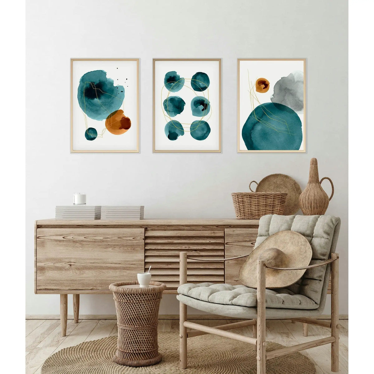 Set 3 tablouri HUHU117, multicolor, 30x40 cm