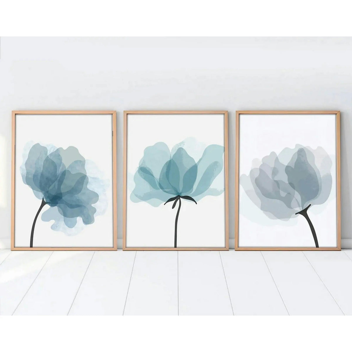 Set 3 tablouri HUHU206, albastru/alb, 30x40 cm