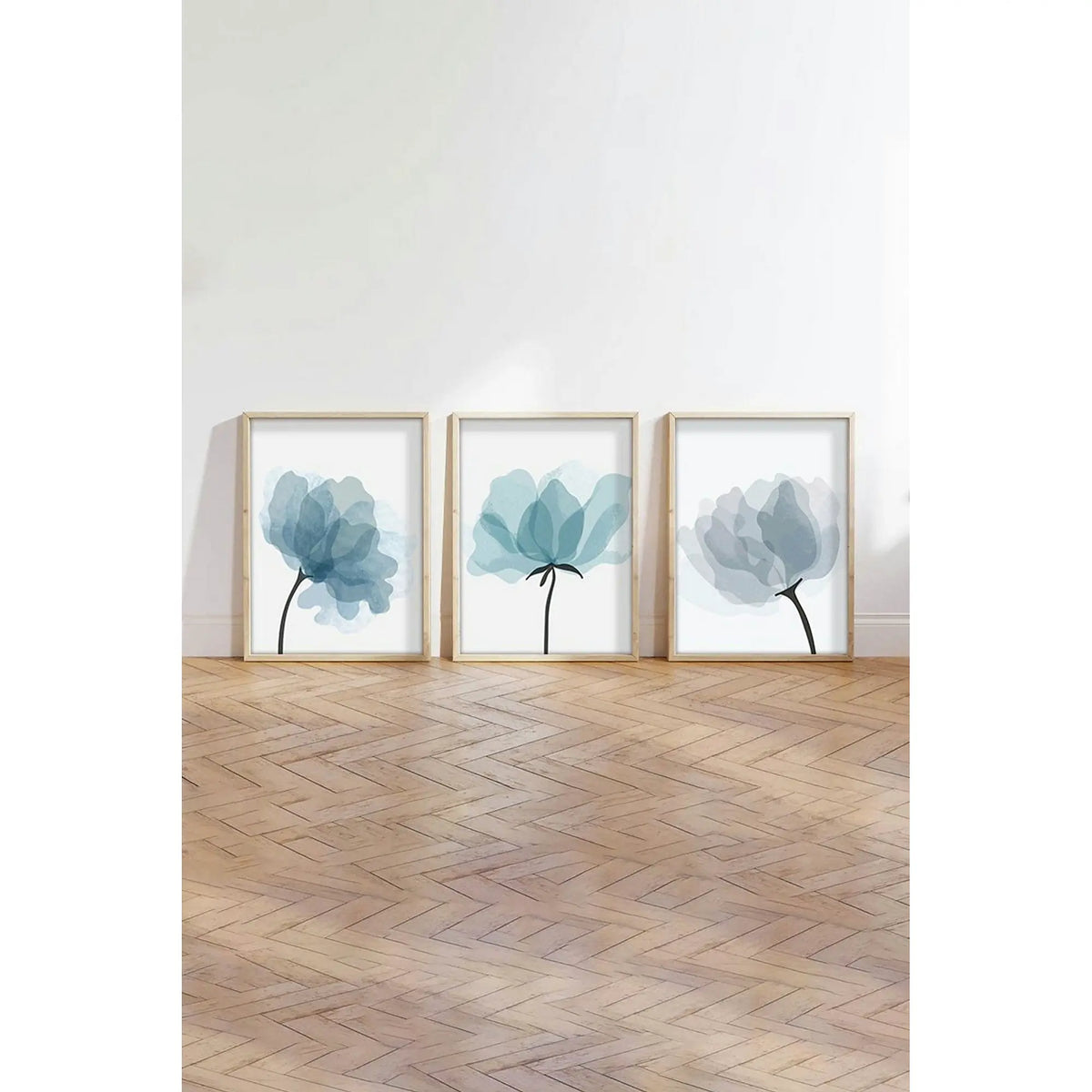 Set 3 tablouri HUHU206, albastru/alb, 30x40 cm
