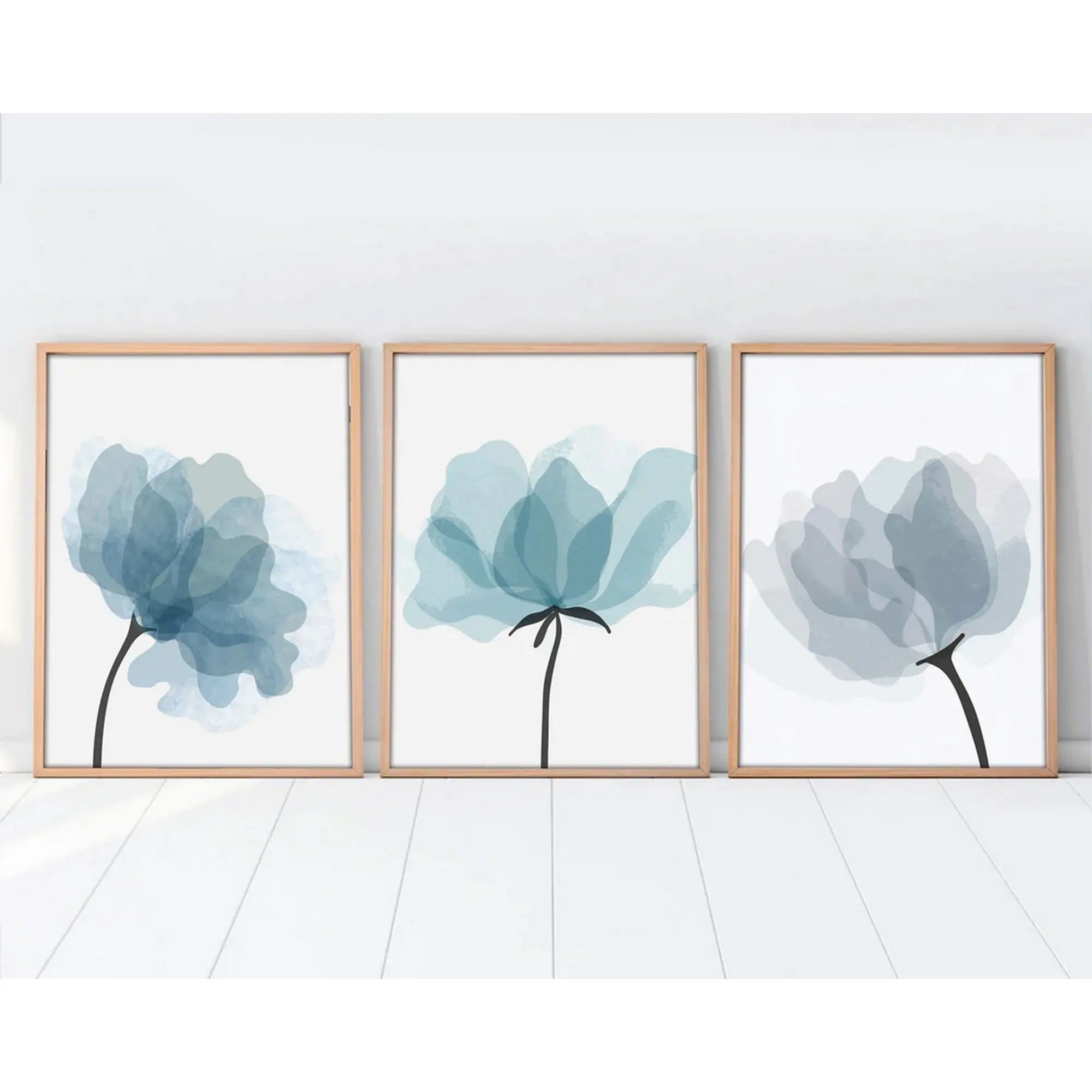 Set 3 tablouri HUHU206, albastru/alb, 30x40 cm