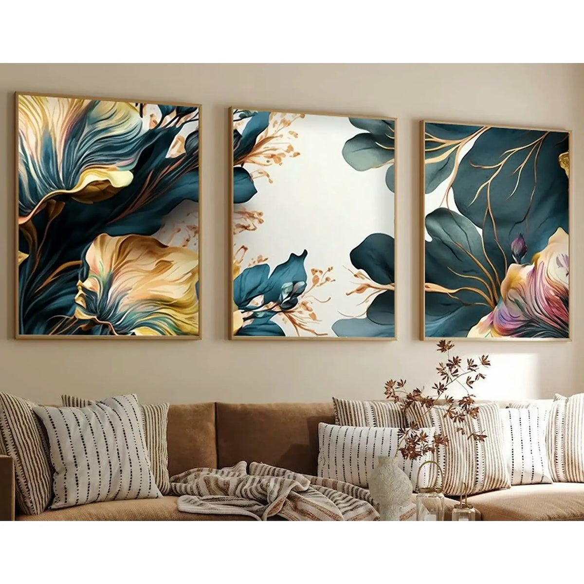 Set 3 tablouri HUHU217, multicolor, MDF, 50x70 cm