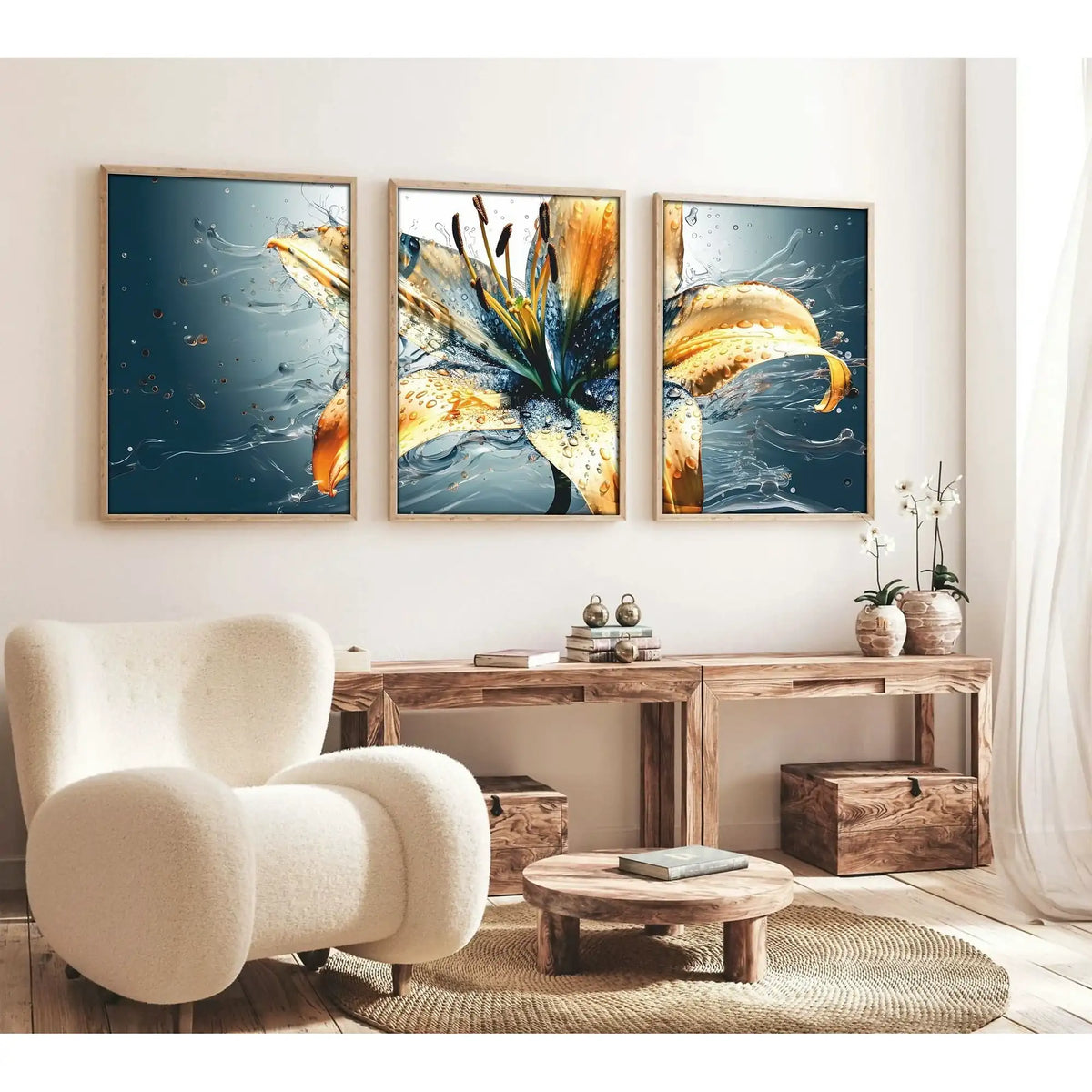 Set 3 tablouri HUHU219, multicolor, MDF, 50x70 cm