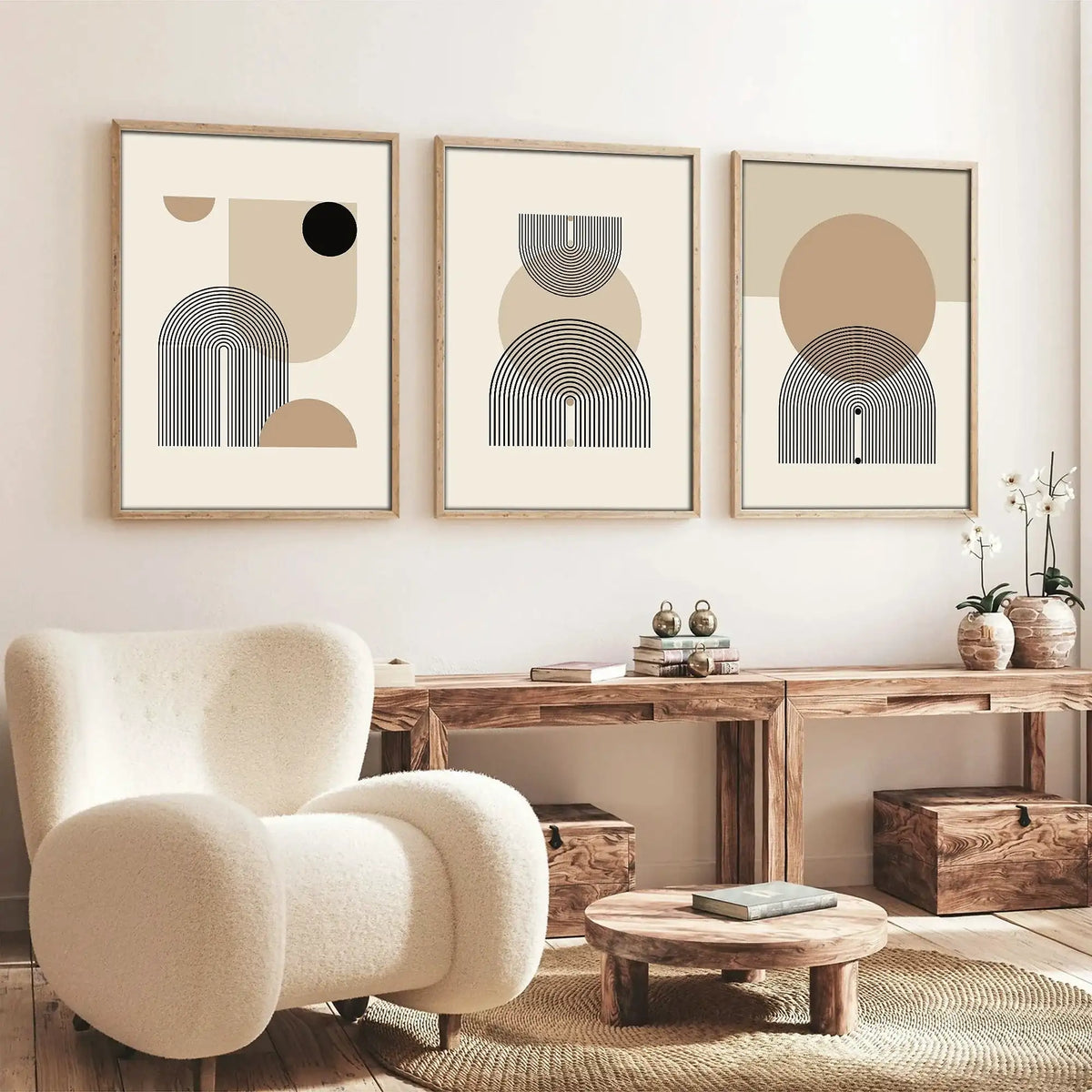 Set 3 tablouri HUHU263, multicolor, MDF, 50x70 cm