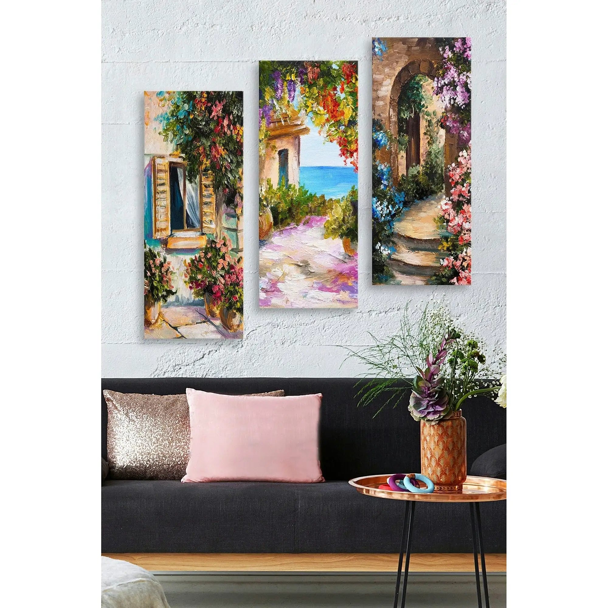 Set 3 tablouri MDF0026, multicolor, 20x50 cm