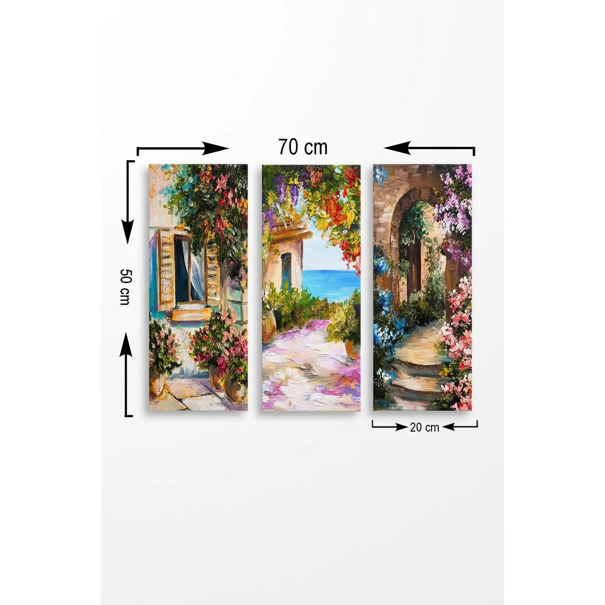 Set 3 tablouri MDF0026, multicolor, 20x50 cm