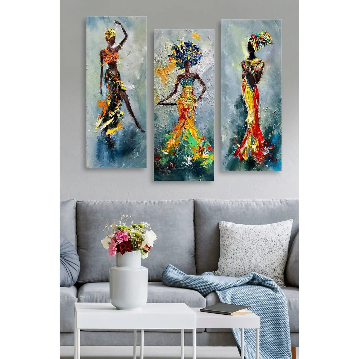 Set 3 tablouri MDF0035, multicolor, MDF, 20x50 cm