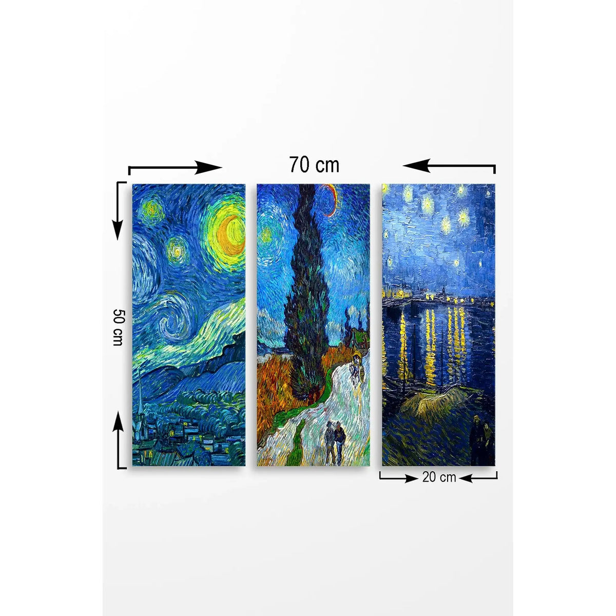 Set 3 tablouri MDF0074, multicolor, MDF, 20x50 cm