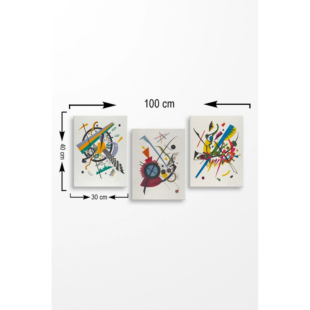 Set 3 tablouri MDF0098, multicolor, 30x40 cm