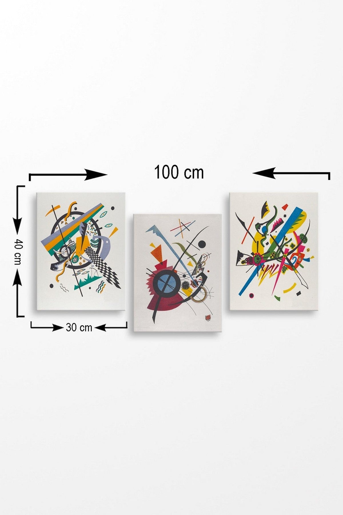 Set 3 tablouri MDF0098, multicolor, 30x40 cm