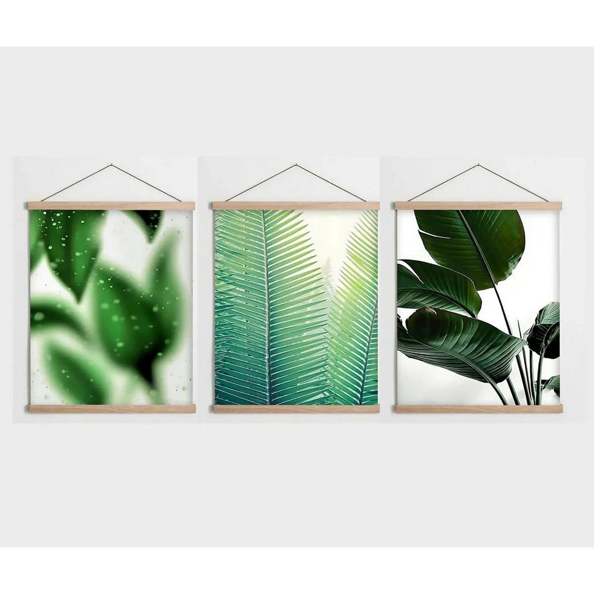 Set 3 tablouri SRG19, verde, panza, 40x60 cm