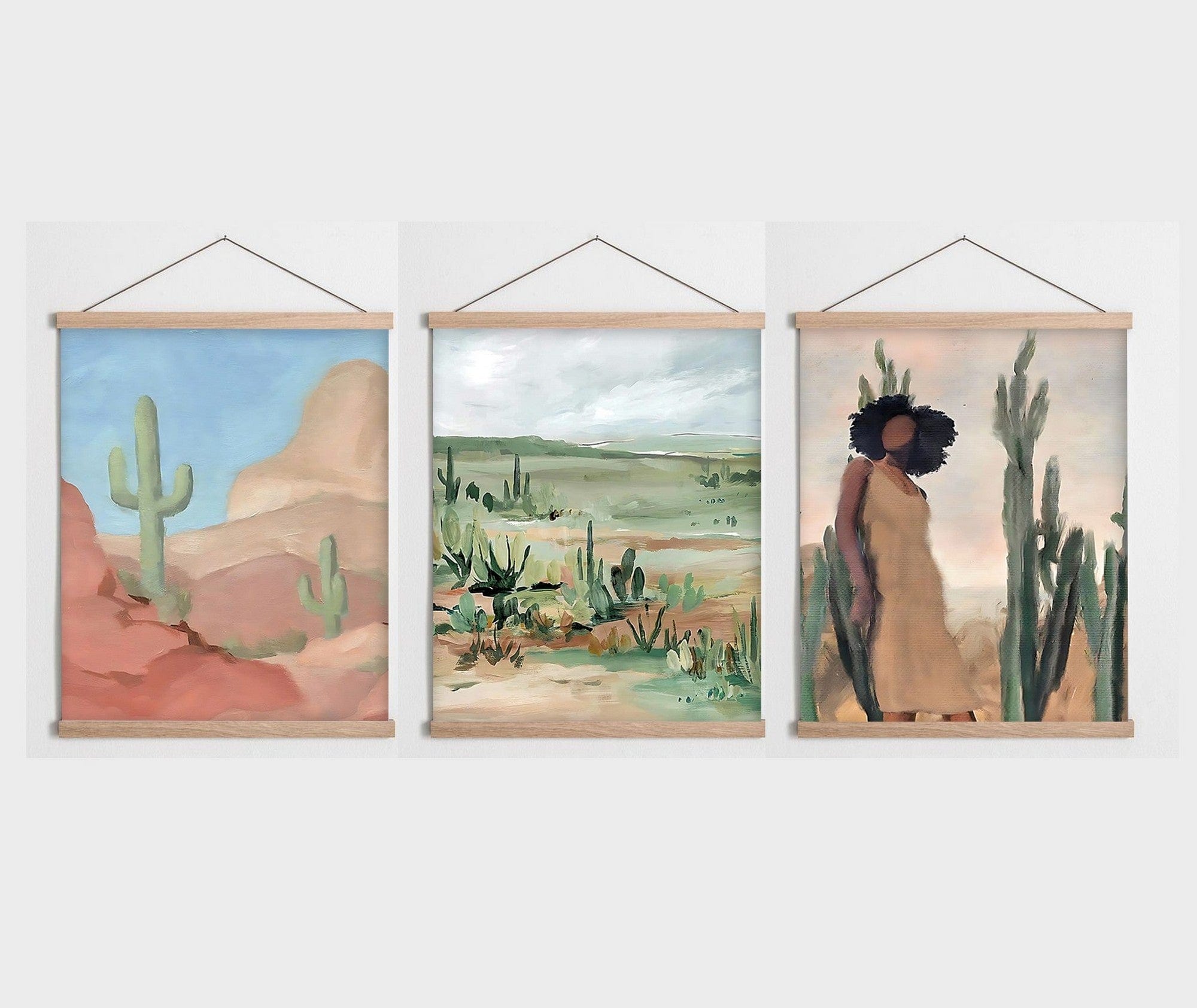 Set 3 tablouri SRG23, multicolor, panza, 40x60 cm