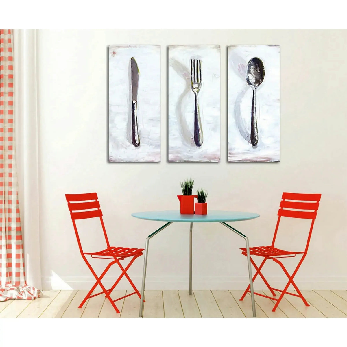 Set 3 tablouri UC032, gri, panza, 20x45 cm