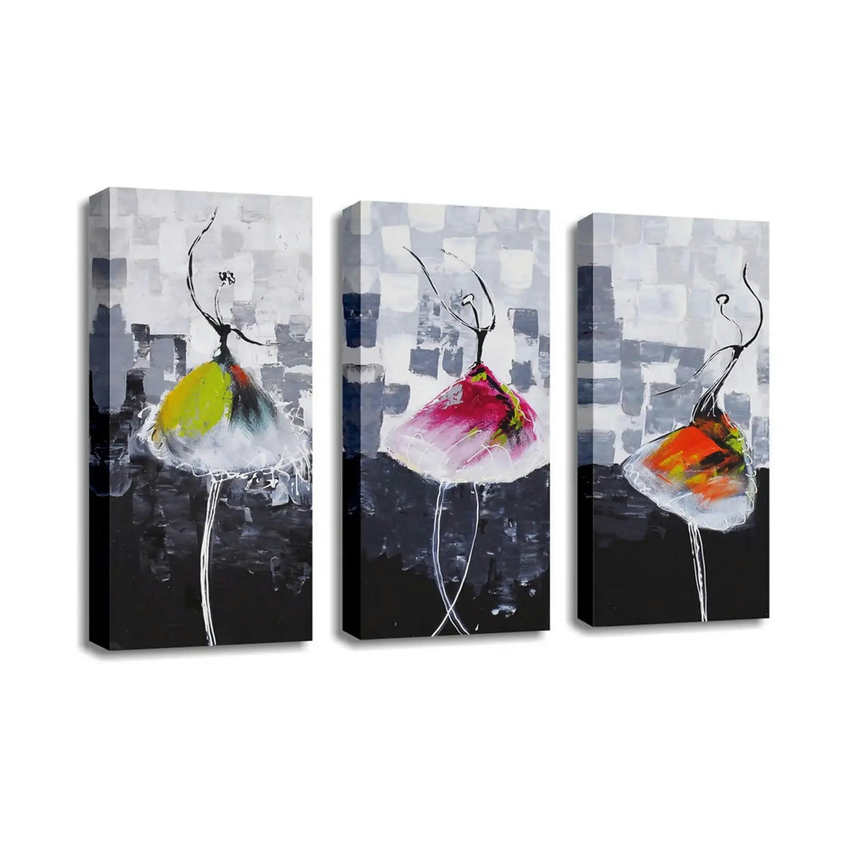 Set 3 tablouri UC033, multicolor, panza, 20x45 cm
