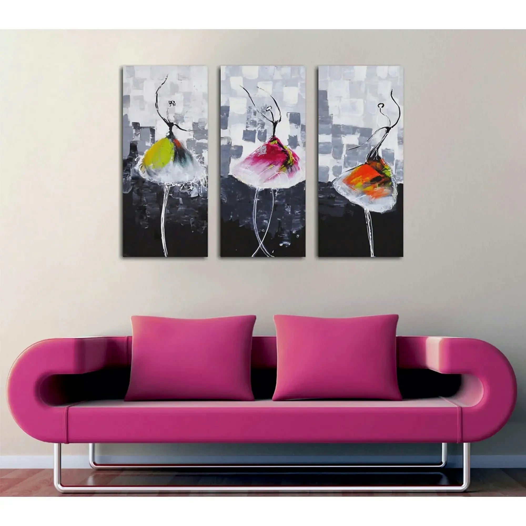 Set 3 tablouri UC033, multicolor, panza, 20x45 cm