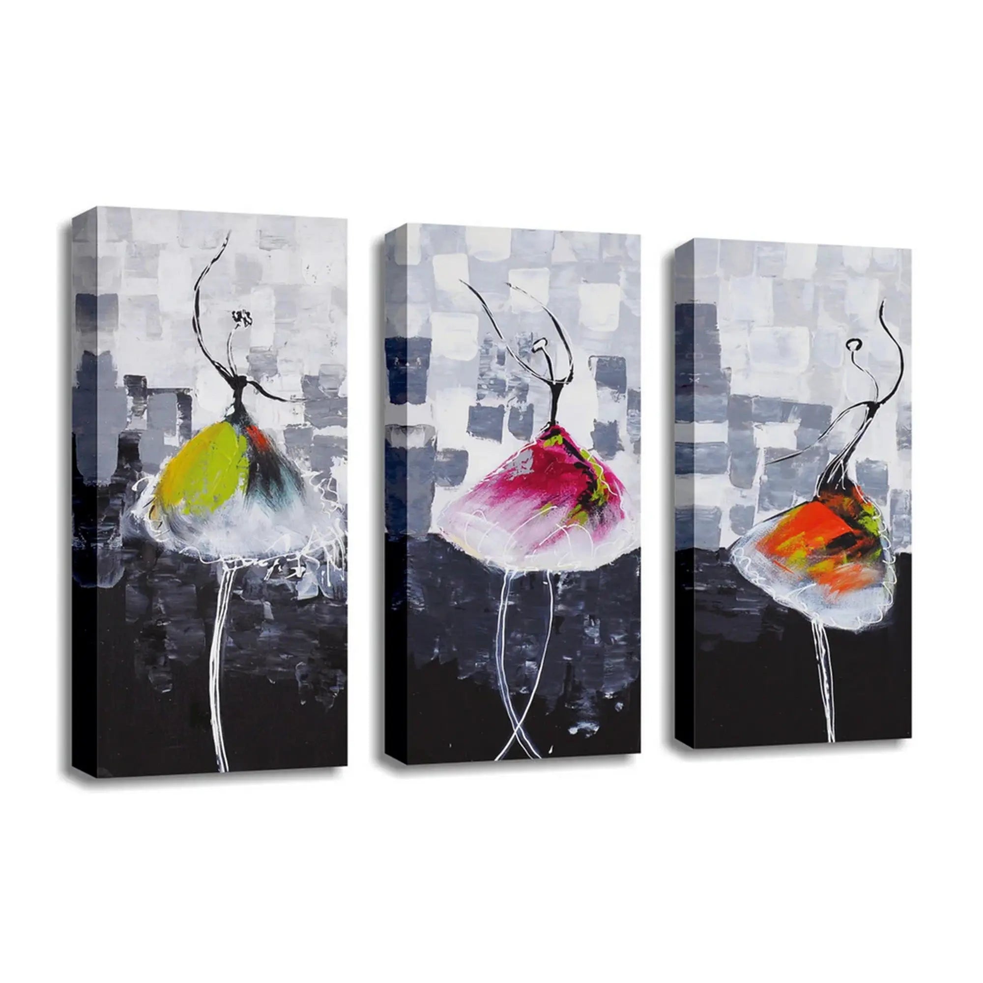 Set 3 tablouri UC033, multicolor, panza, 20x45 cm