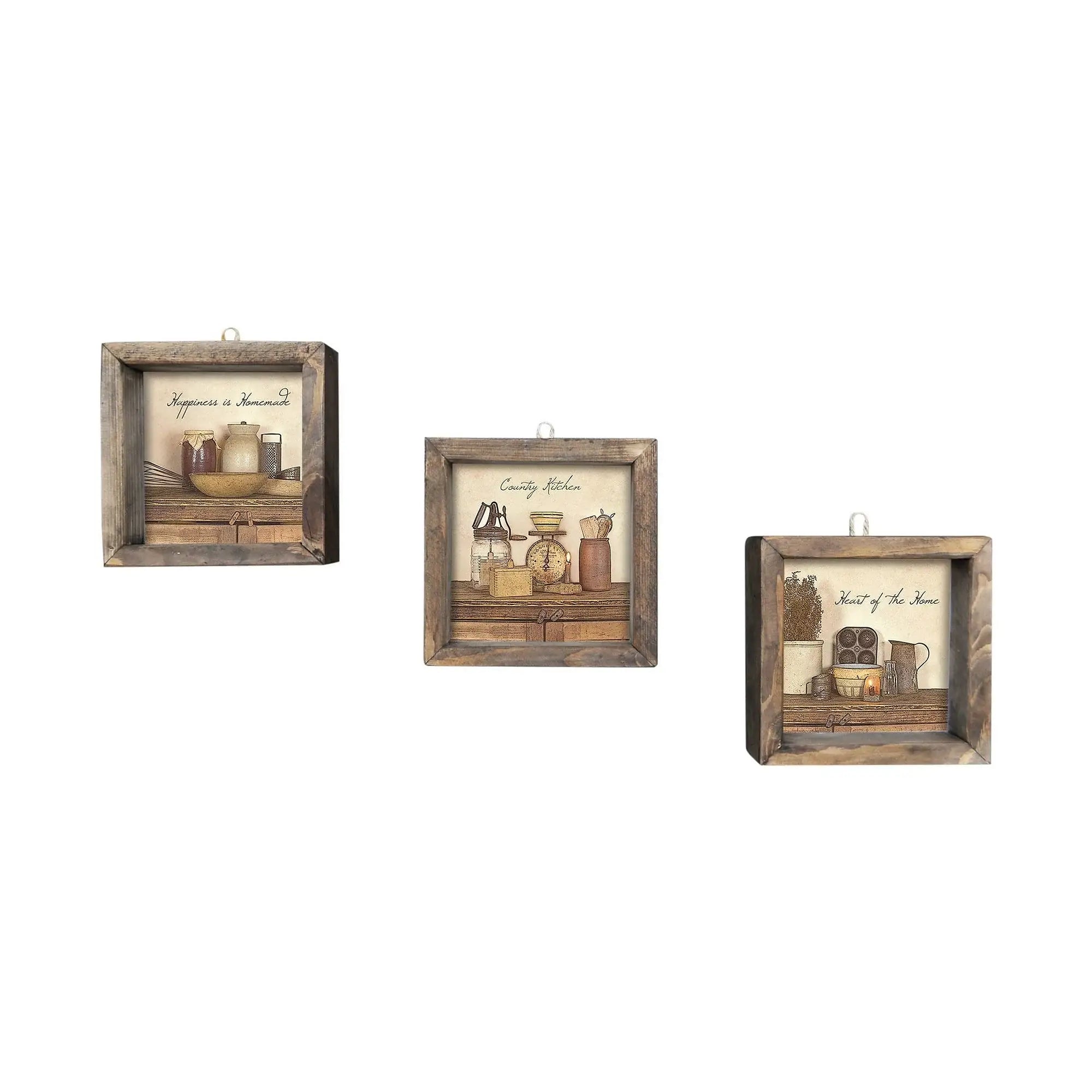 Set 3 tablouri UKZM004, multicolor, MDF, 15x15 cm
