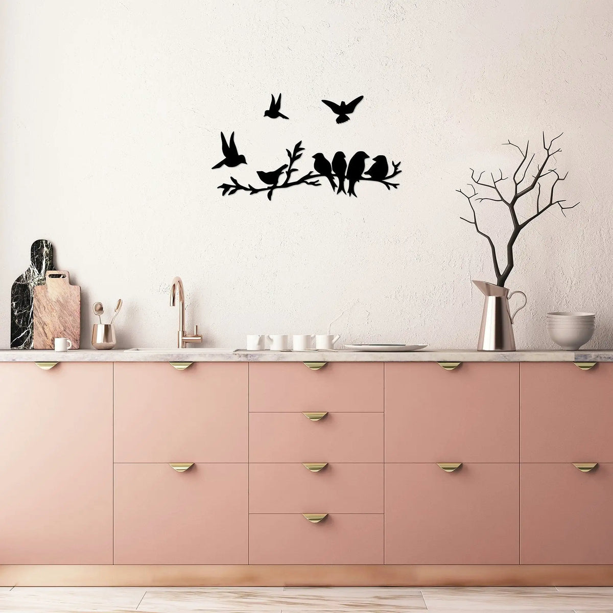 Set 4 decoratiuni 899SKL2532, negru, metal