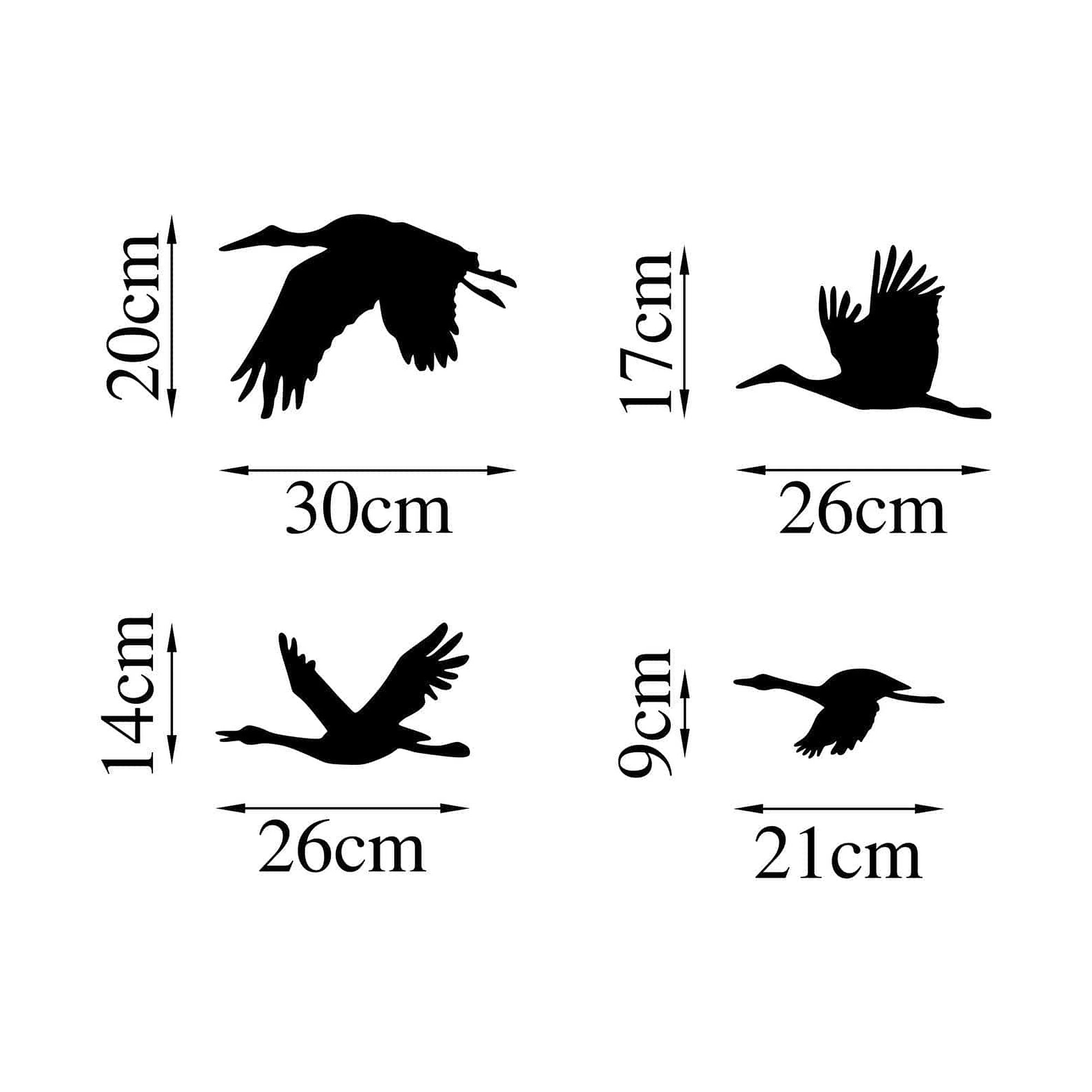 Set 4 decoratiuni perete STORK, negru, metal