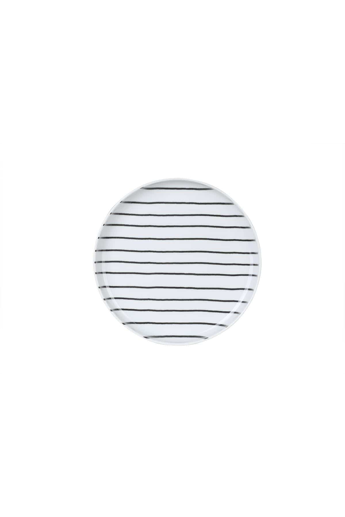 Set 4 farfurii pentru desert 710KTP3639, alb/negru, portelan, 15 cm