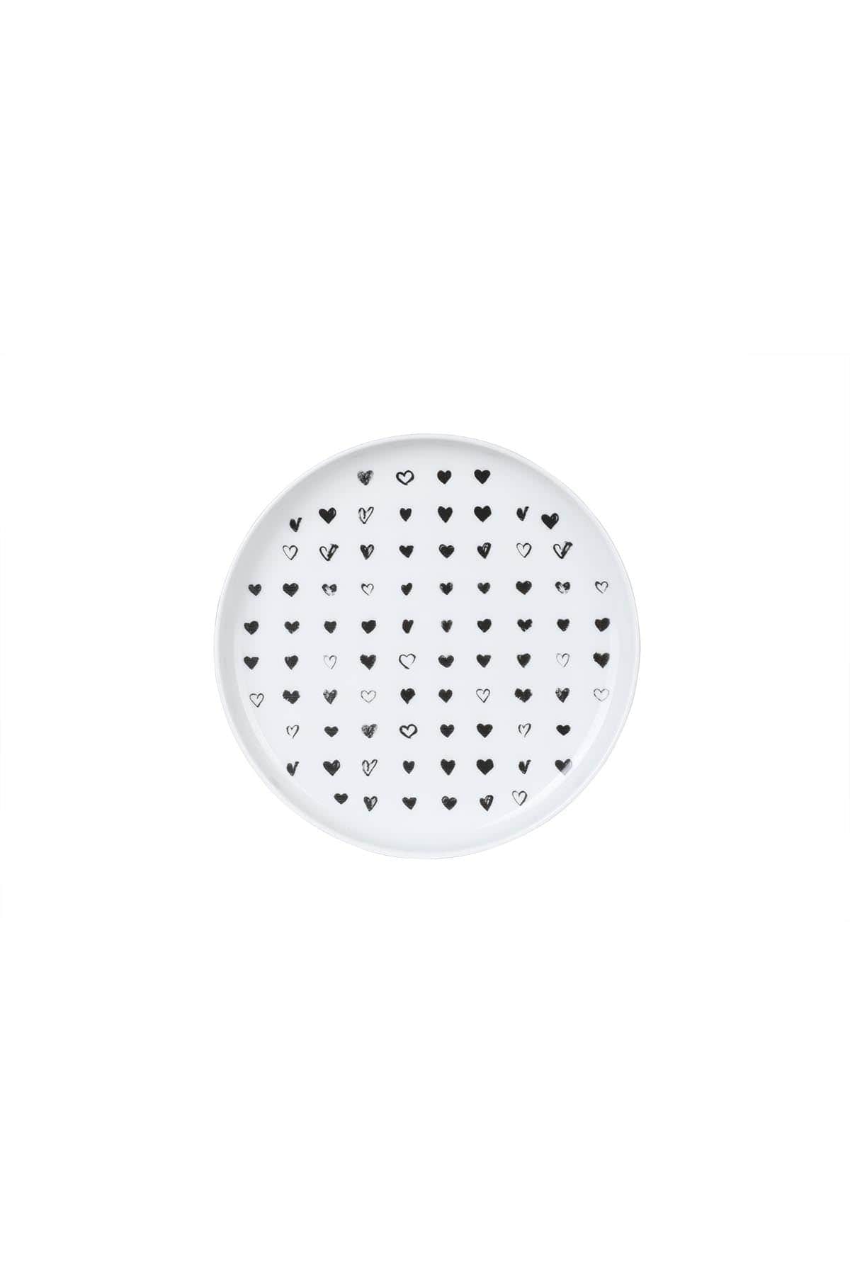 Set 4 farfurii pentru desert 710KTP3639, alb/negru, portelan, 15 cm