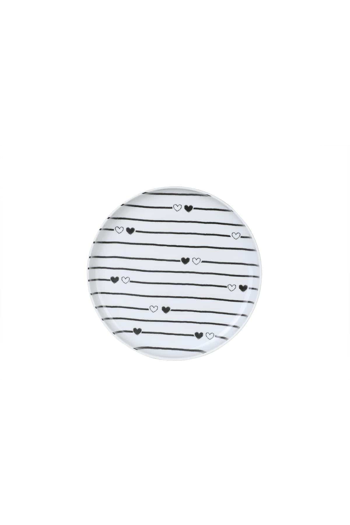 Set 4 farfurii pentru desert 710KTP3639, alb/negru, portelan, 15 cm