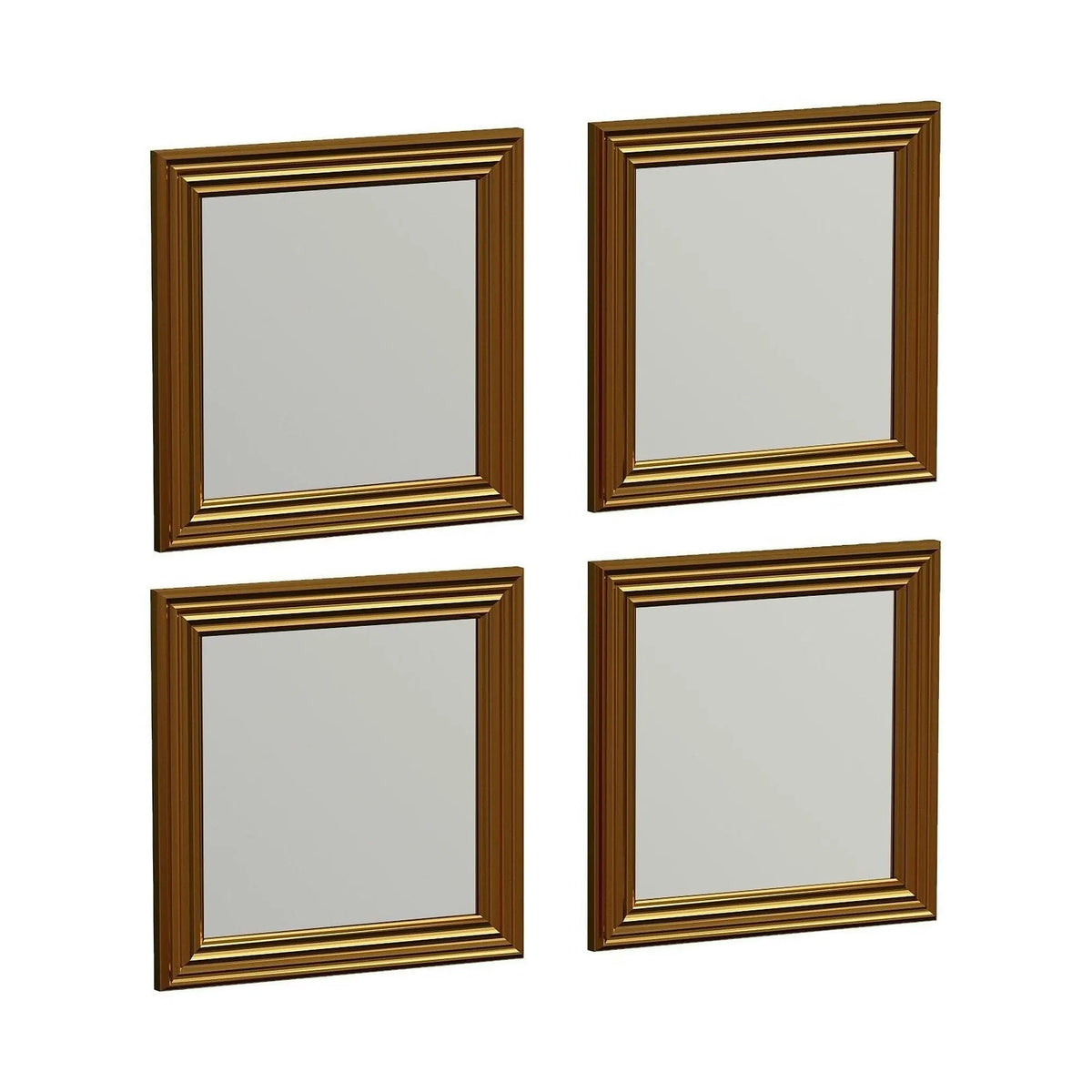 Set 4 oglinzi LOZA, auriu, 40x40 cm