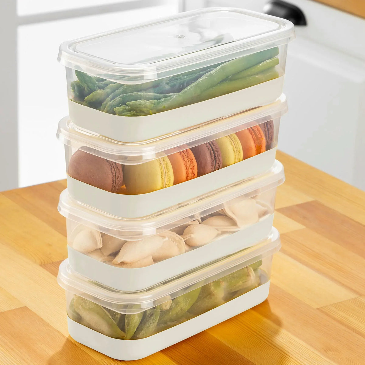 Set 4 organizatoare frigider 4B, gri, plastic, 11x22x7 cm