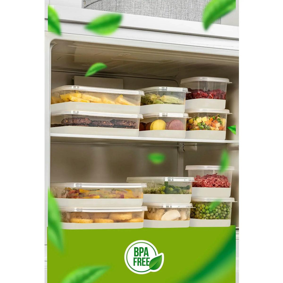 Set 4 organizatoare frigider 4B, gri, plastic, 11x22x7 cm