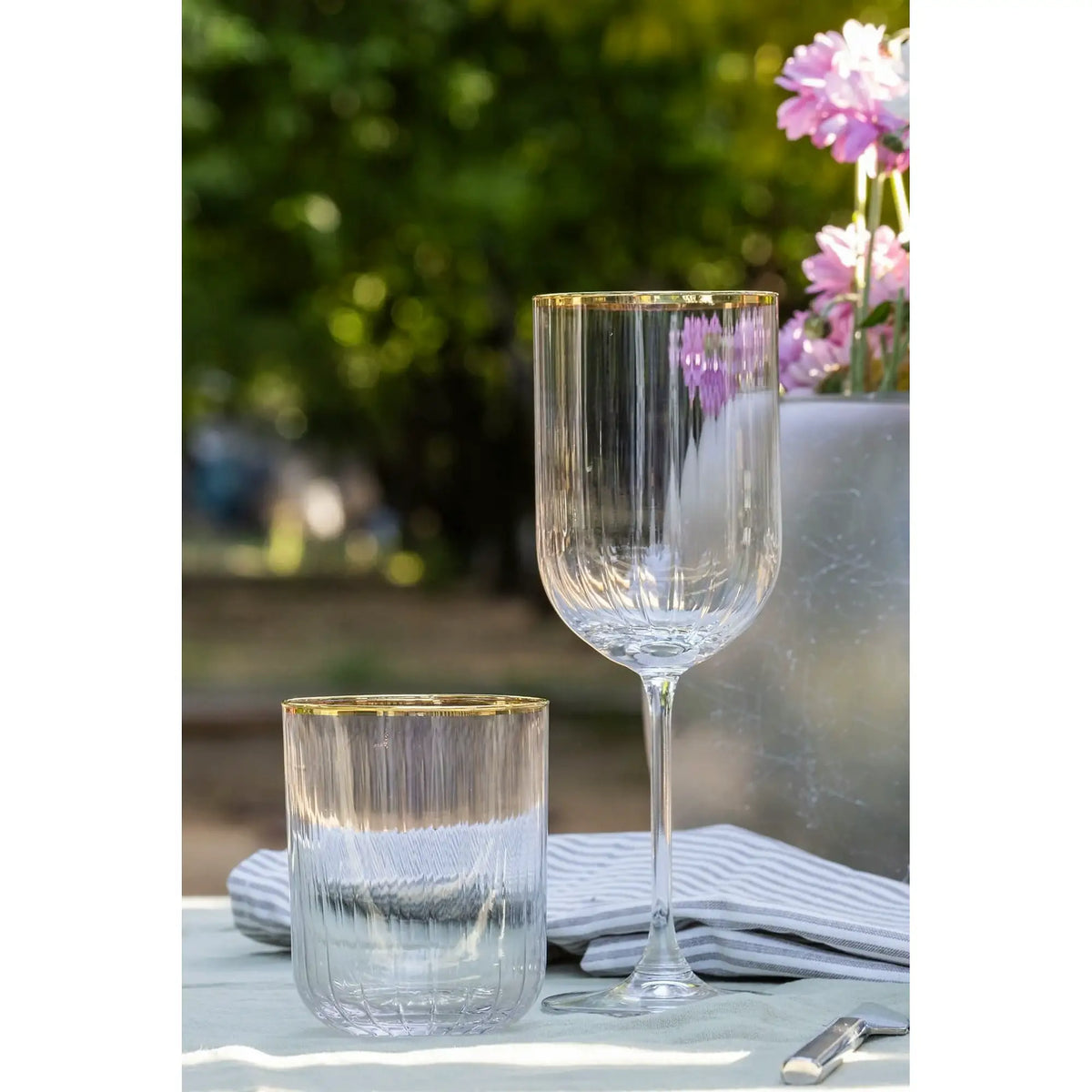 Set 4 pahare ADORE, auriu/transparent, sticlă, 350 ml