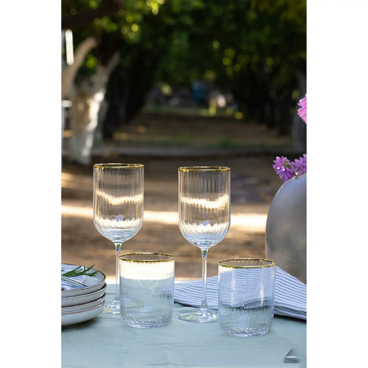 Set 4 pahare ADORE, auriu/transparent, sticlă, 350 ml