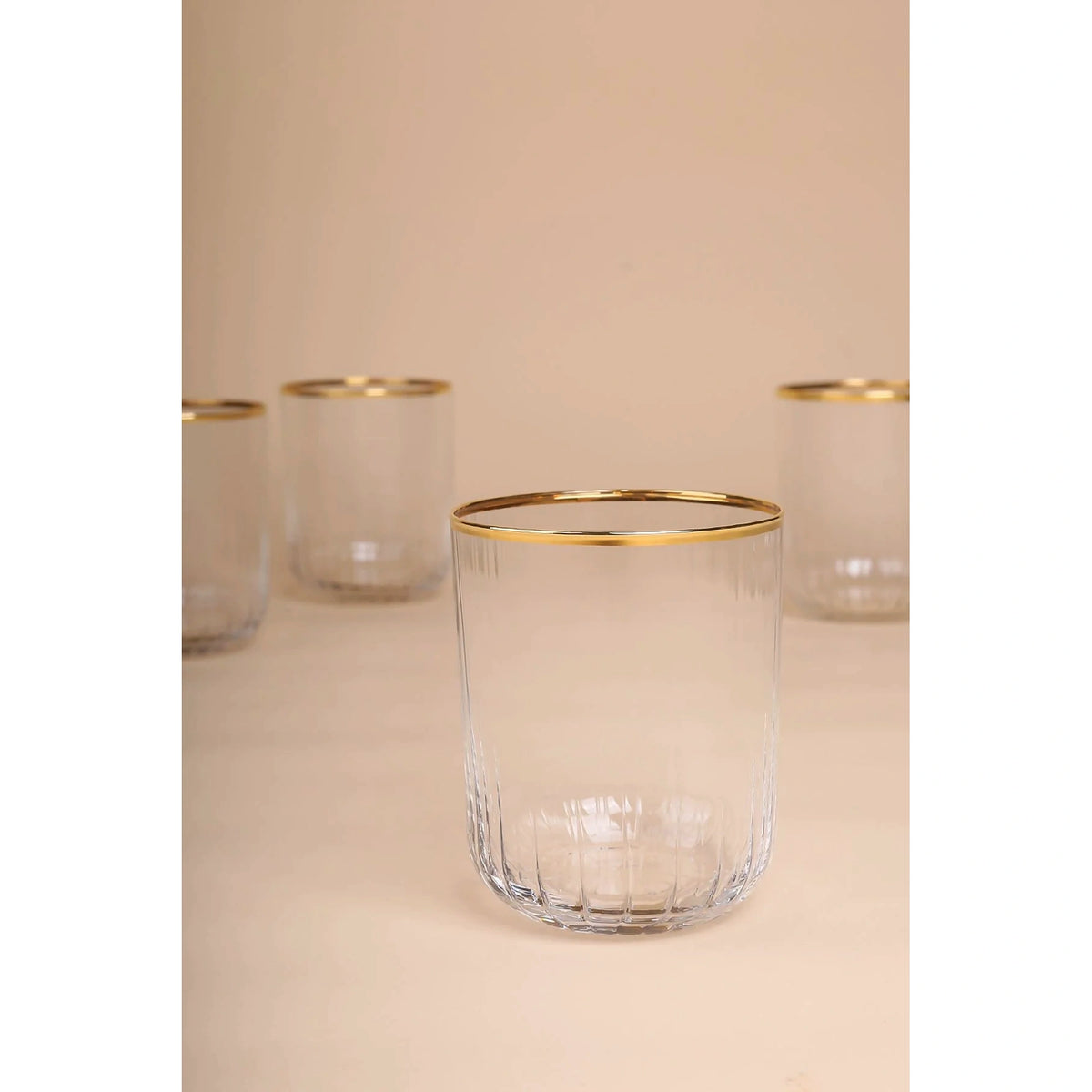 Set 4 pahare ADORE, auriu/transparent, sticlă, 350 ml