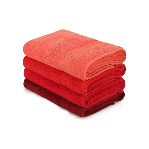 Set 4 prosoape baie 801, rosu, bumbac, 70x140 cm