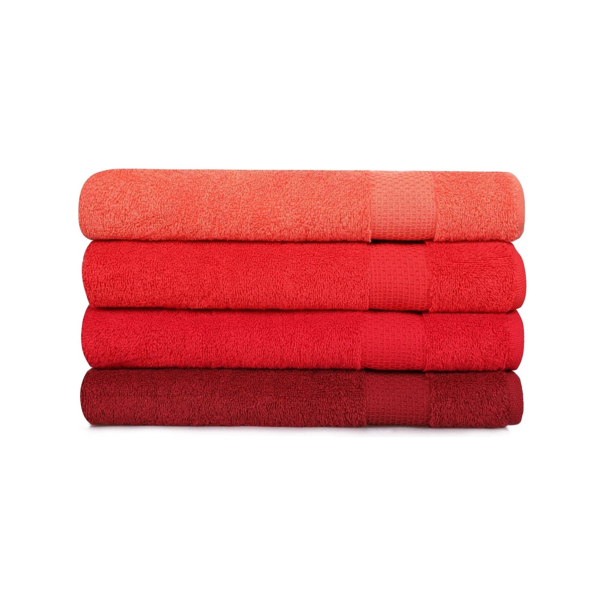 Set 4 prosoape baie 801, rosu, bumbac, 70x140 cm