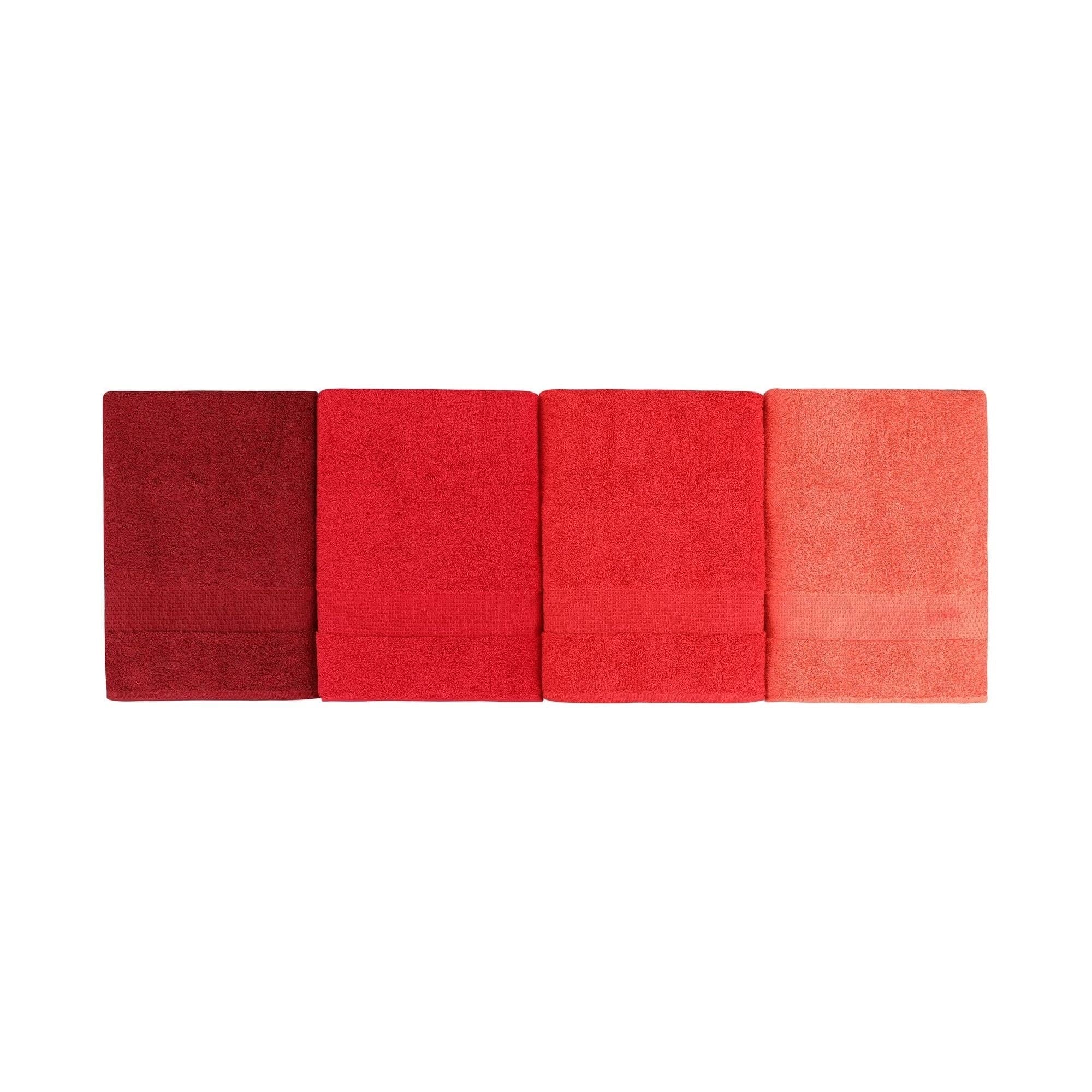 Set 4 prosoape baie 801, rosu, bumbac, 70x140 cm