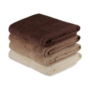 Set 4 prosoape baie RAINBOW, maro/crem, bumbac, 70x140 cm