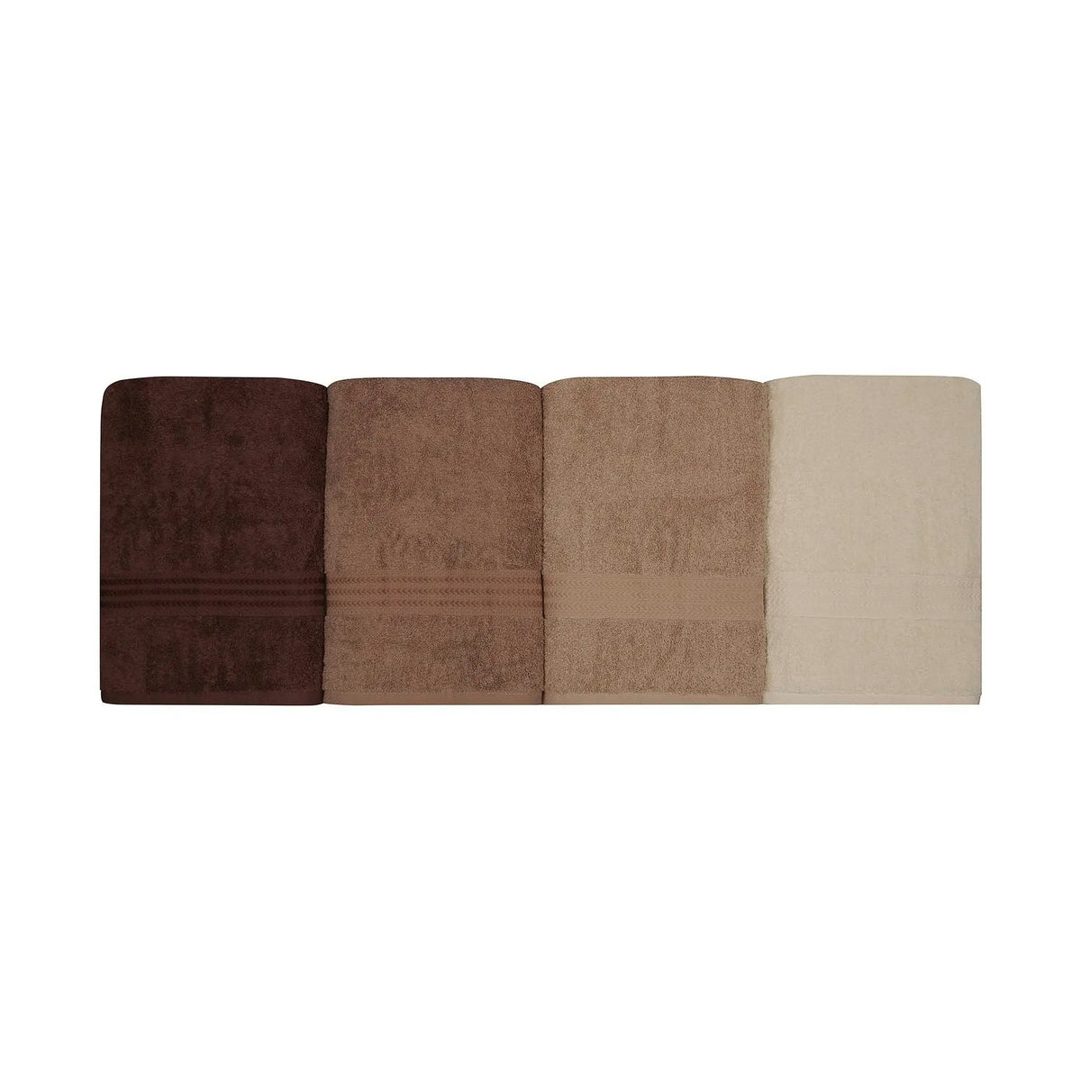 Set 4 prosoape baie RAINBOW, maro/crem, bumbac, 70x140 cm