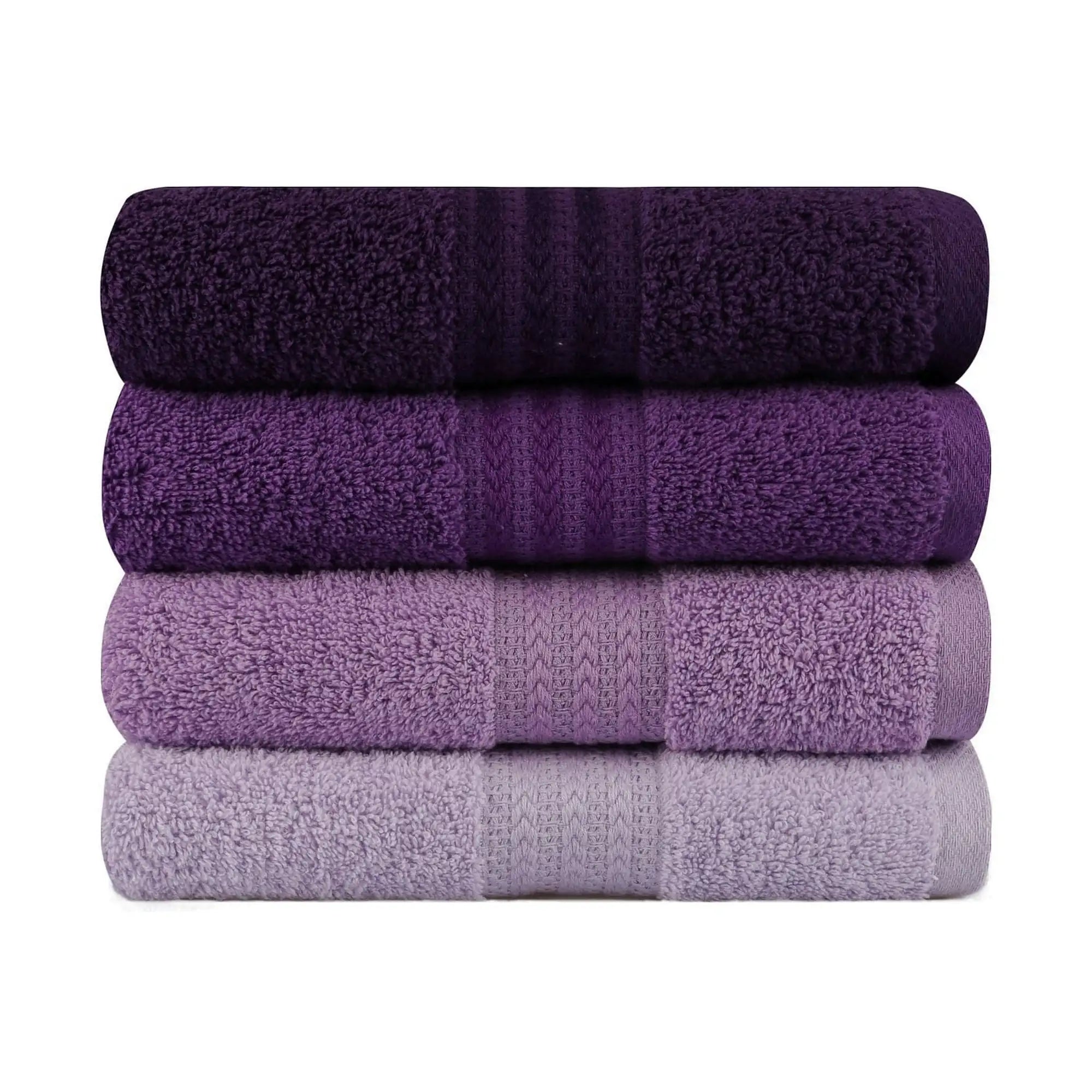 Set 4 prosoape baie RAINBOW, mov, bumbac, 50x90 cm