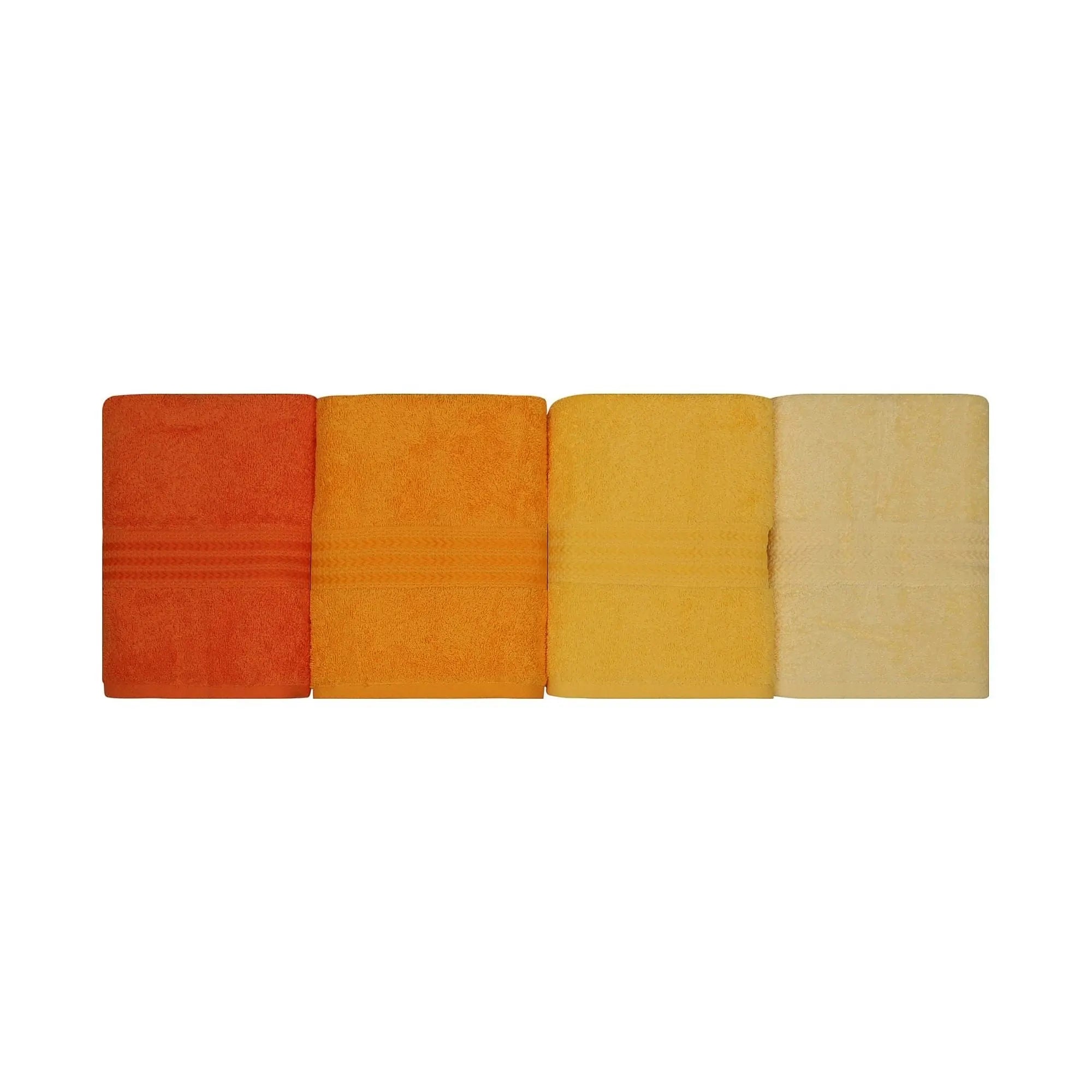 Set 4 prosoape baie RAINBOW, portocaliu/galben, bumbac, 50x90 cm