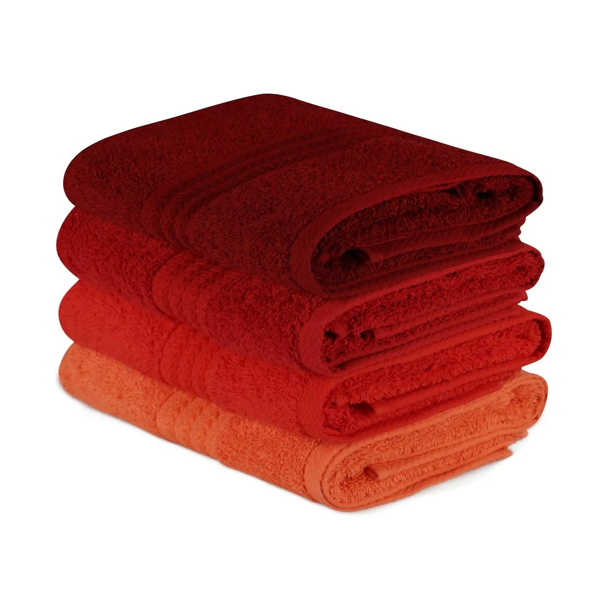 Set 4 prosoape baie RAINBOW, rosu, bumbac, 50x90 cm