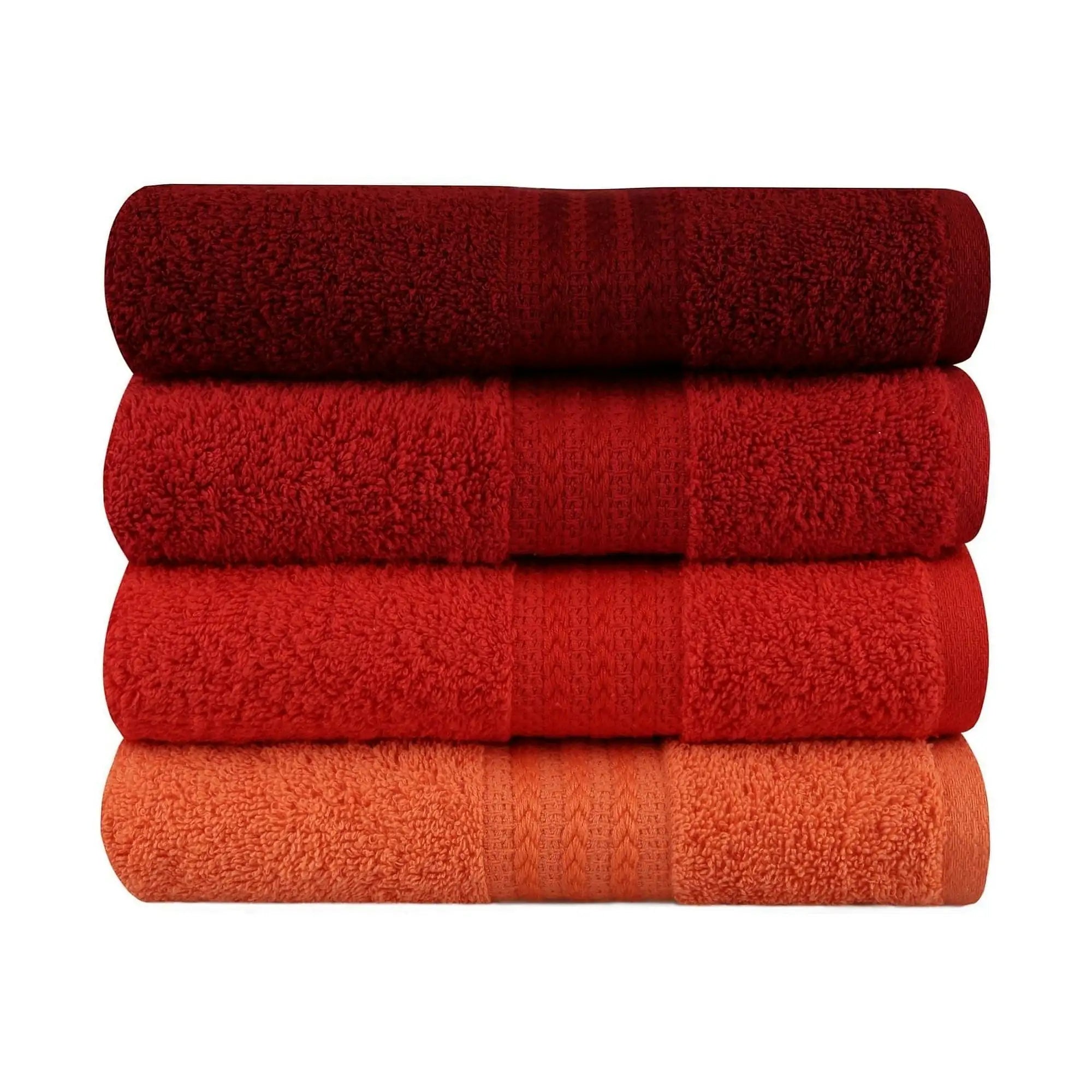 Set 4 prosoape baie RAINBOW, rosu, bumbac, 50x90 cm