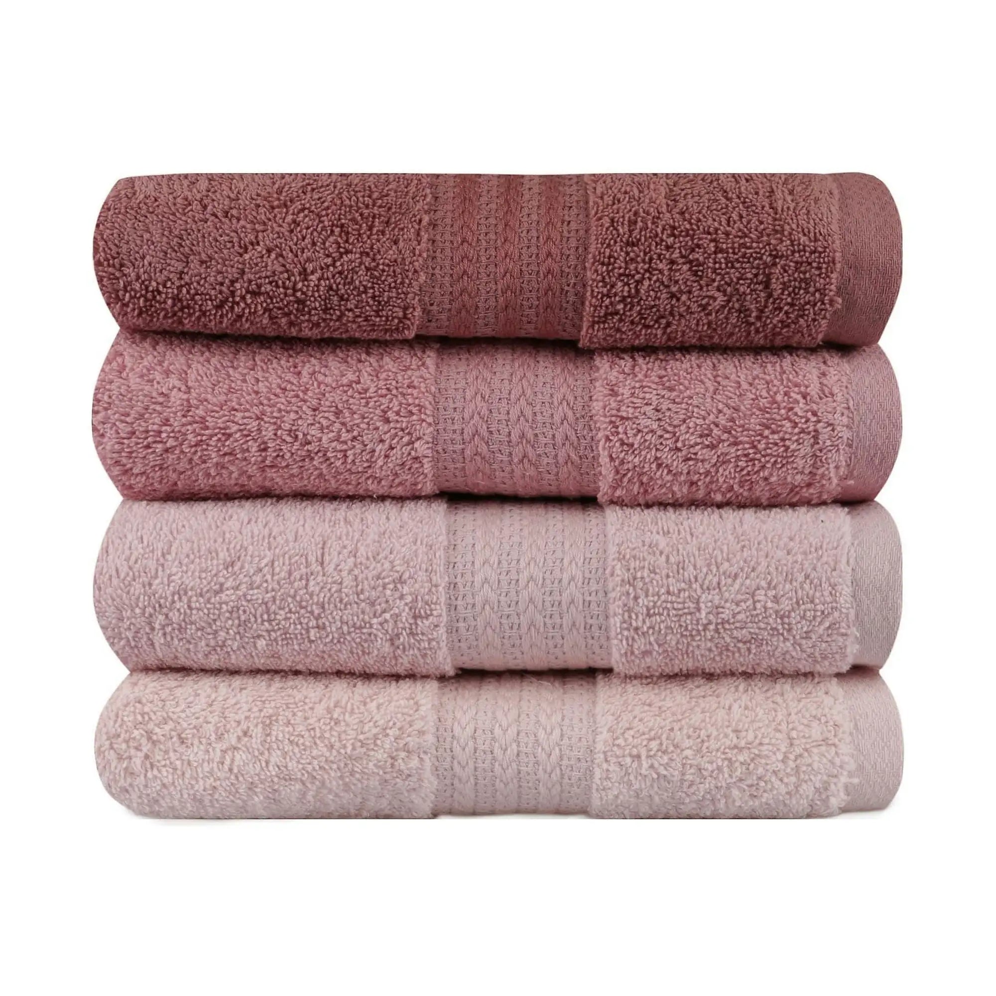 Set 4 prosoape baie RAINBOW, roz, bumbac, 50x90 cm