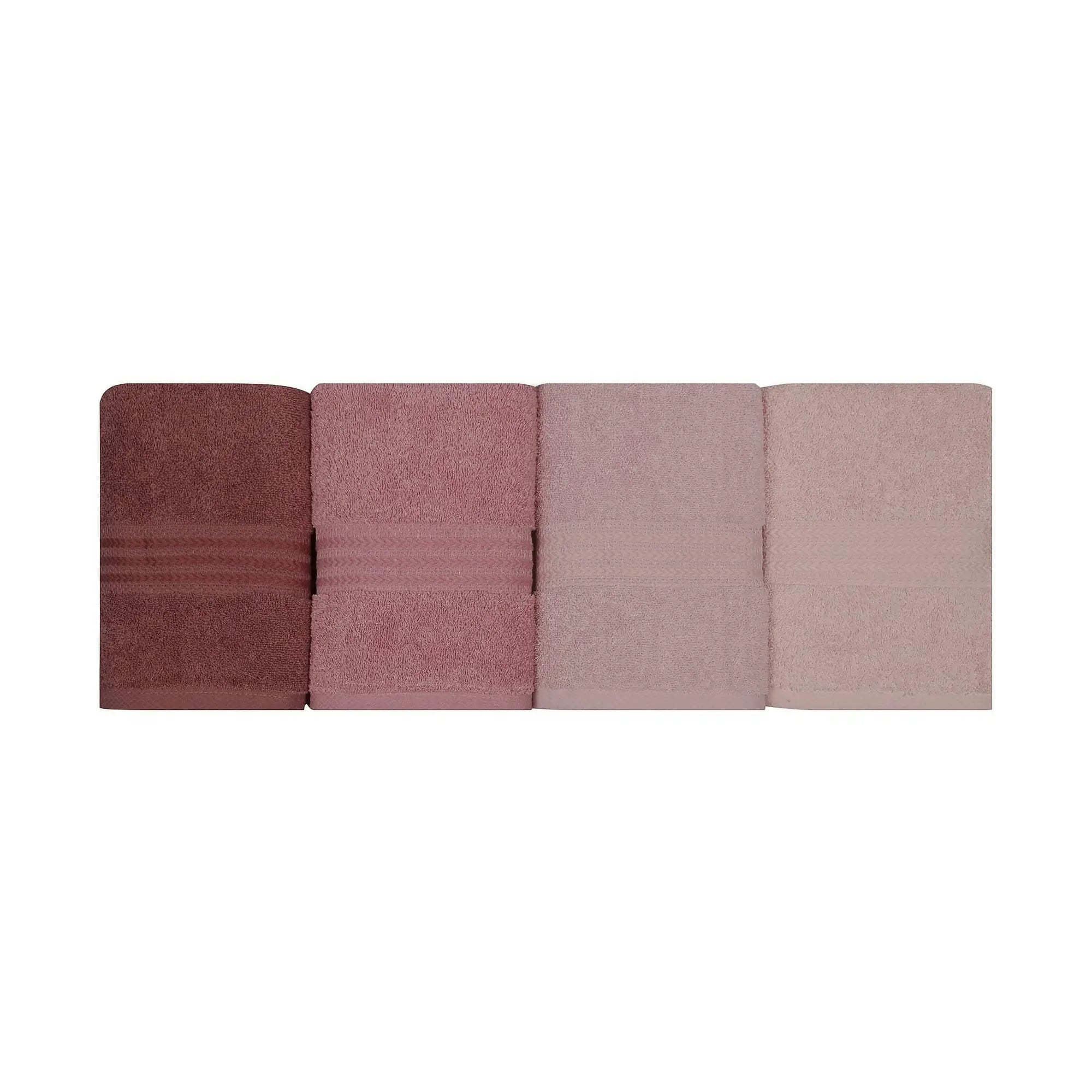 Set 4 prosoape baie RAINBOW, roz, bumbac, 50x90 cm