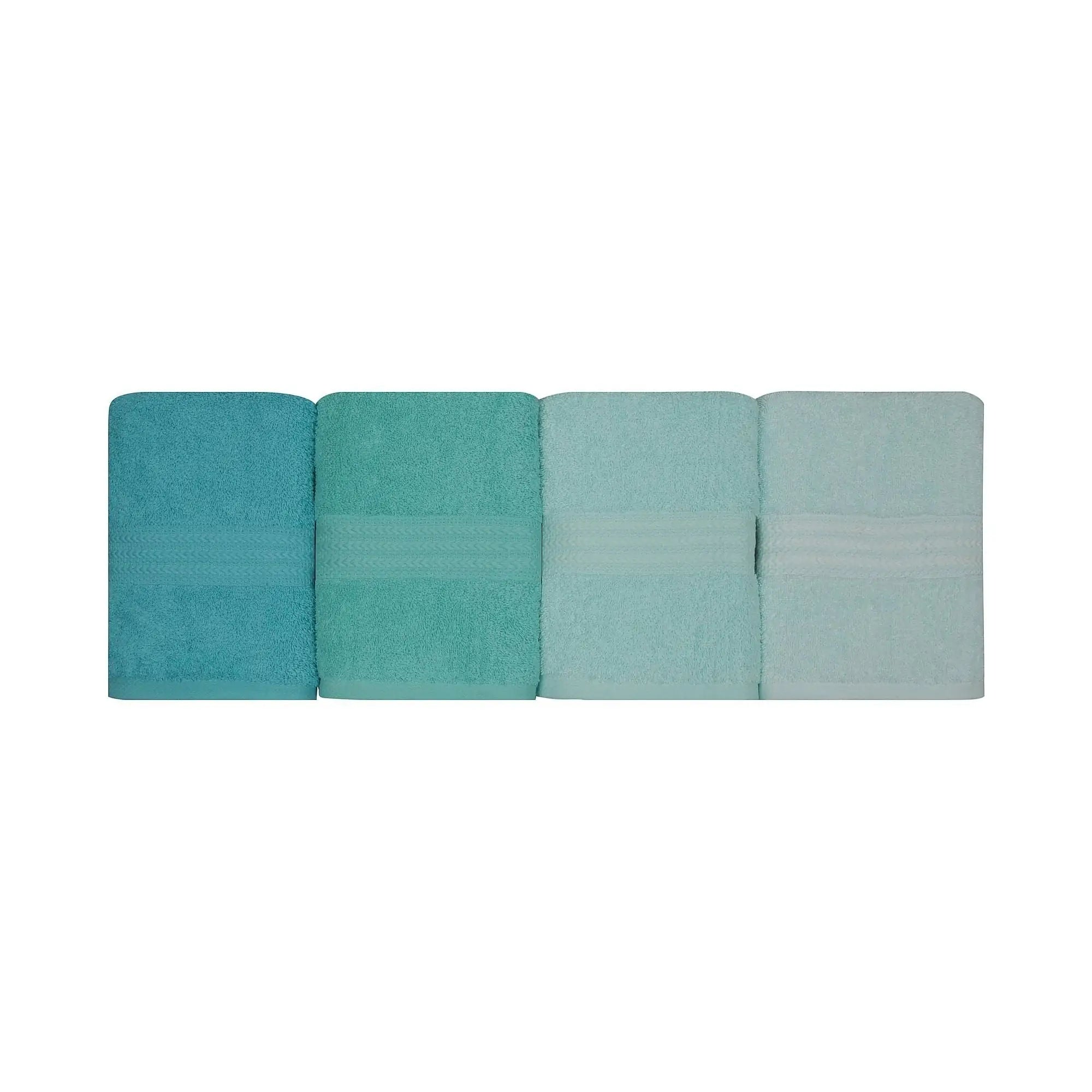 Set 4 prosoape baie RAINBOW, turcoaz, bumbac, 50x90 cm