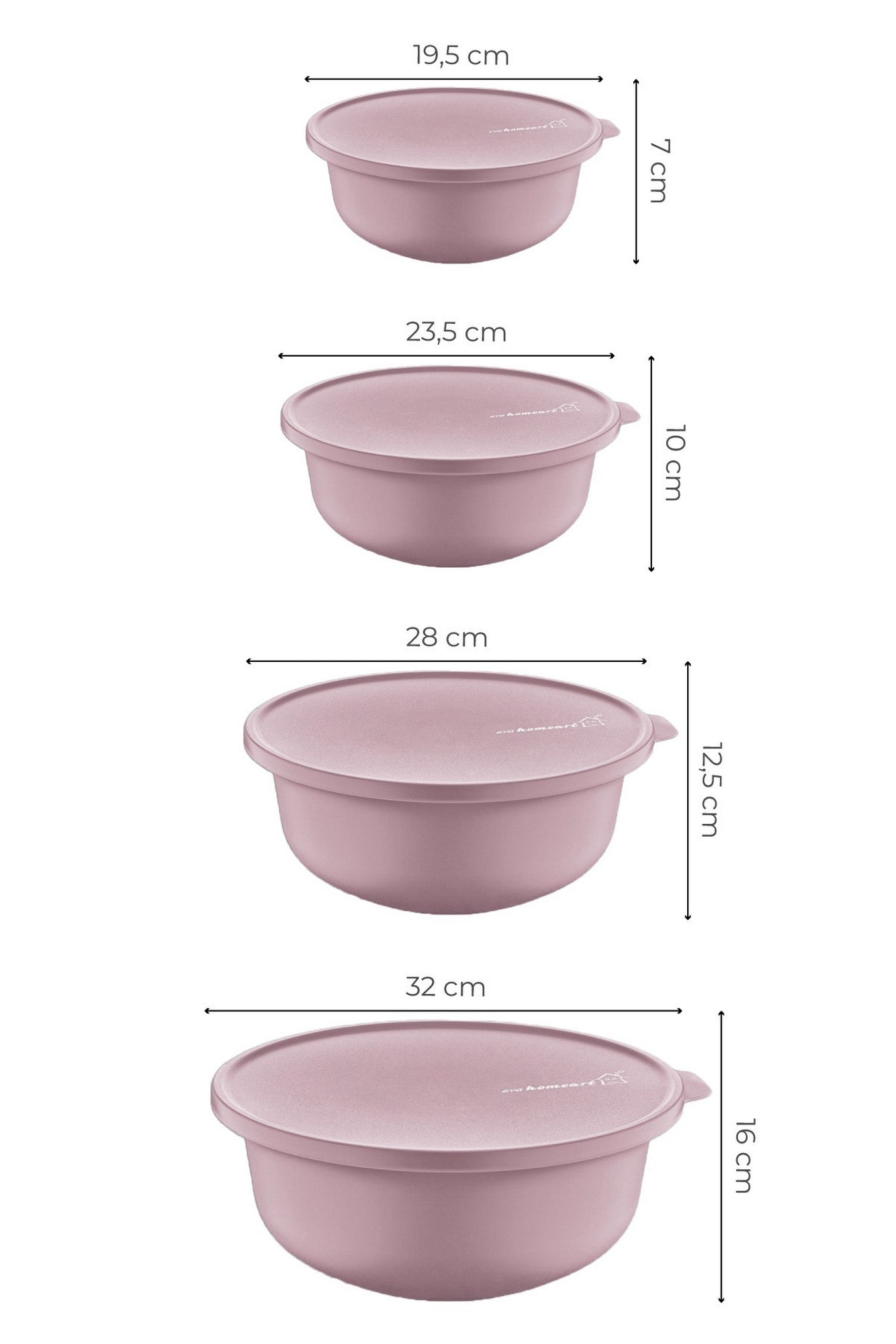 Set 4 recipiente 964FRM3306, roz, plastic