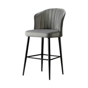 Set 4 scaune bar RUBI, gri/negru, stofa catifelata/metal, 52x42x97 cm