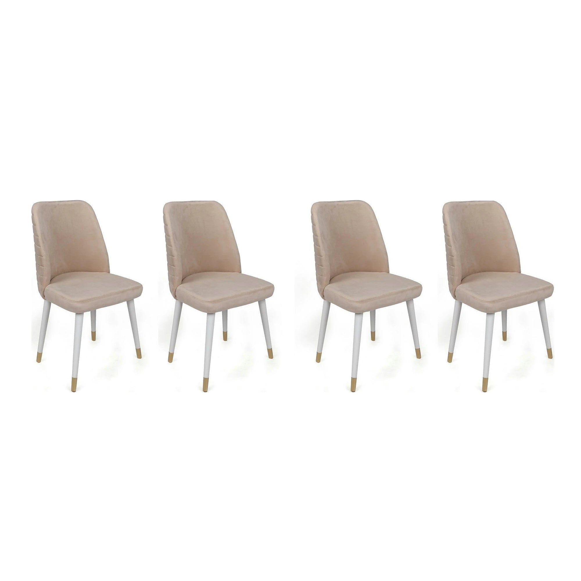 Set 4 scaune HUGO-407 V4, bej/alb, stofa catifelata/metal, 50x49x90 cm