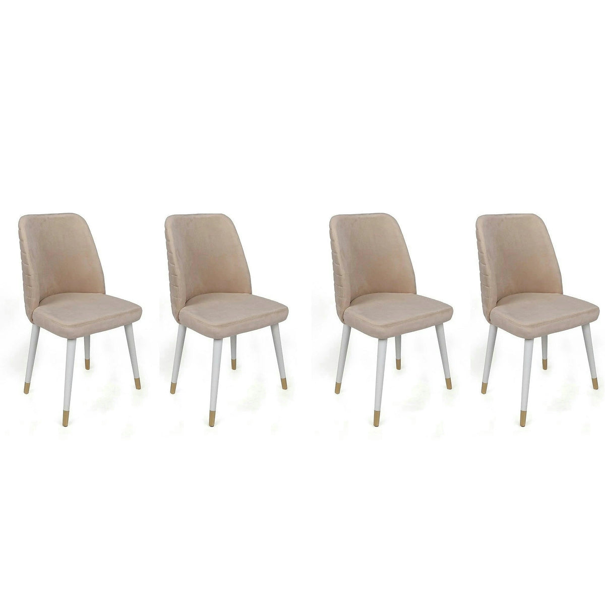 Set 4 scaune HUGO-407 V4, bej/alb, stofa catifelata/metal, 50x49x90 cm