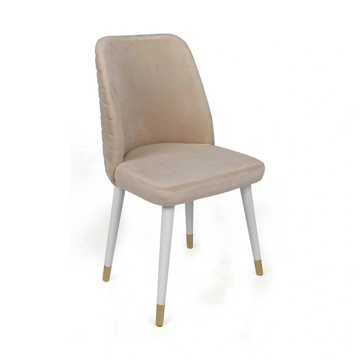 Set 4 scaune HUGO-407 V4, bej/alb, stofa catifelata/metal, 50x49x90 cm